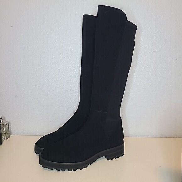 STUART WEITZMAN boots Lift Knee black suede Pull-on 5050 Stretch sz 9.5 new - Picture 5 of 11
